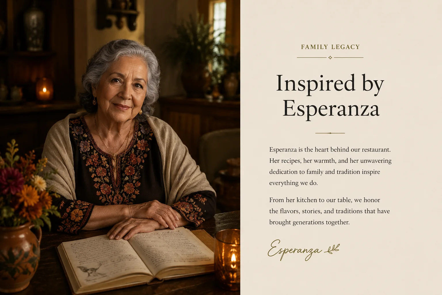 Portrait inspired by Esperanza, the family legacy behind the restaurant